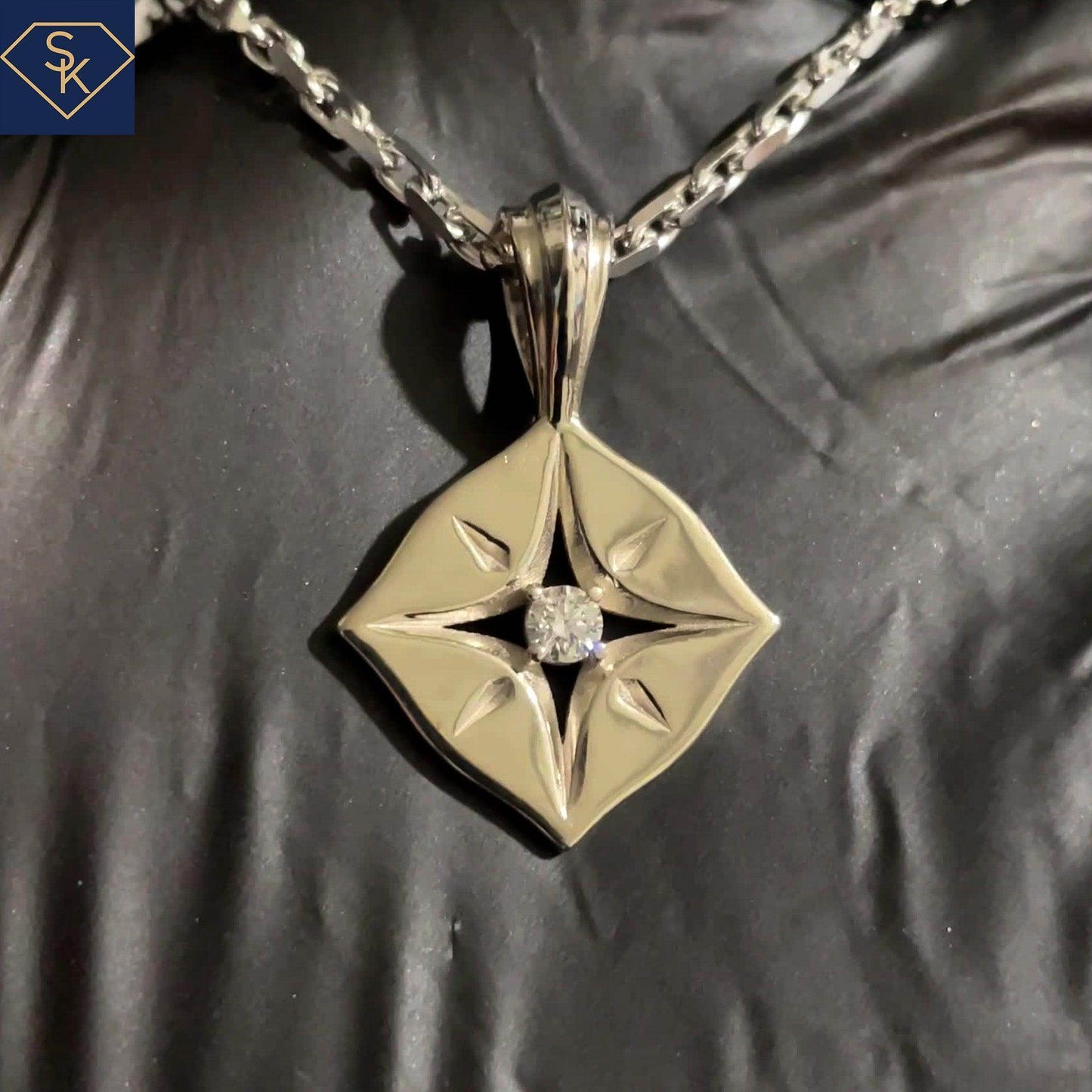 Diamond Compass Pendant - SK Custom Jewelry