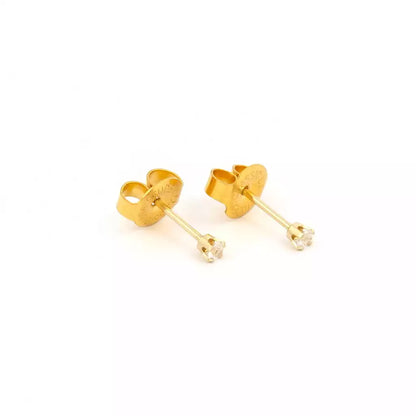14K Yellow Gold Prong Set Cubic Zirconia Piercing Studs