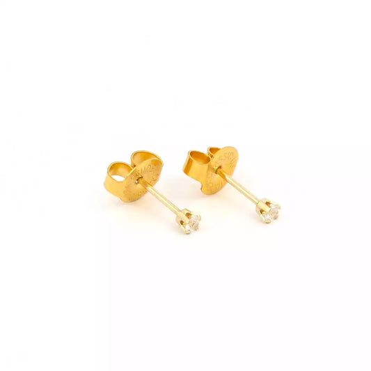 14K Yellow Gold Prong Set Cubic Zirconia Piercing Studs