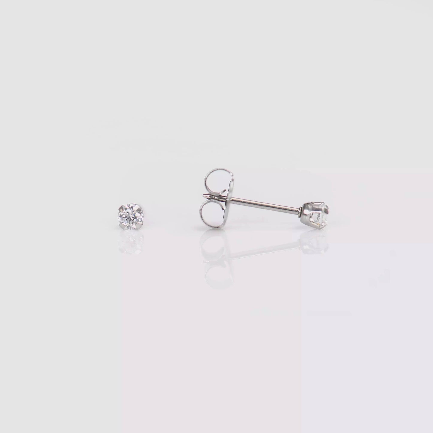 14K White Gold Prong Set Cubic Zirconia Piercing Studs- Regular Post - SK Custom Jewelry