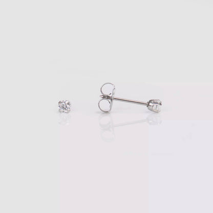 14K White Gold Prong Set Cubic Zirconia Piercing Studs- Regular Post - SK Custom Jewelry