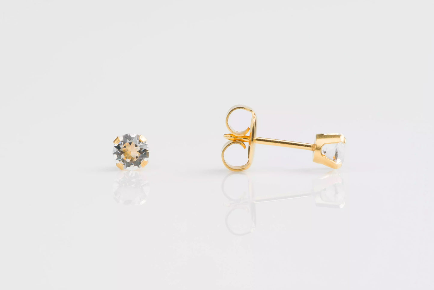 14K Yellow Gold Prong Set Cubic Zirconia Piercing Studs