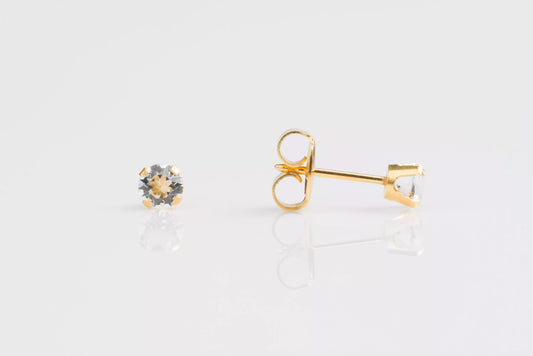 14K Yellow Gold Prong Set Cubic Zirconia Piercing Studs