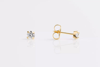 14K Yellow Gold Prong Set Cubic Zirconia Piercing Studs
