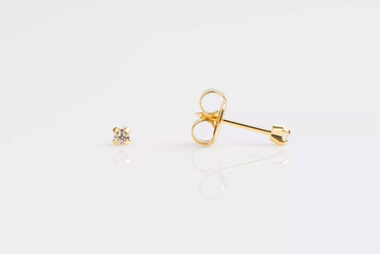 Gold-Plated Prong Set Cubic Zirconia Piercing Studs- Regular Post