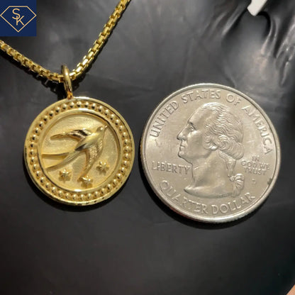 Bird Pendant with Eternity Bead Texture