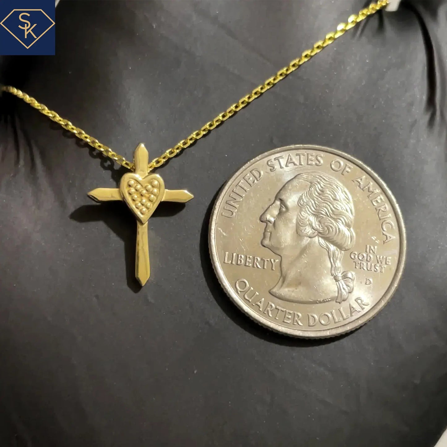 Petite Cross Pendant with Bead Textures