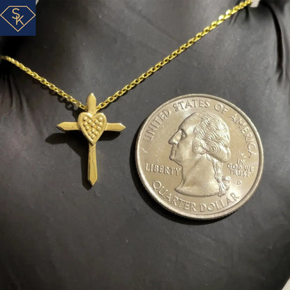 Petite Cross Pendant with Bead Textures