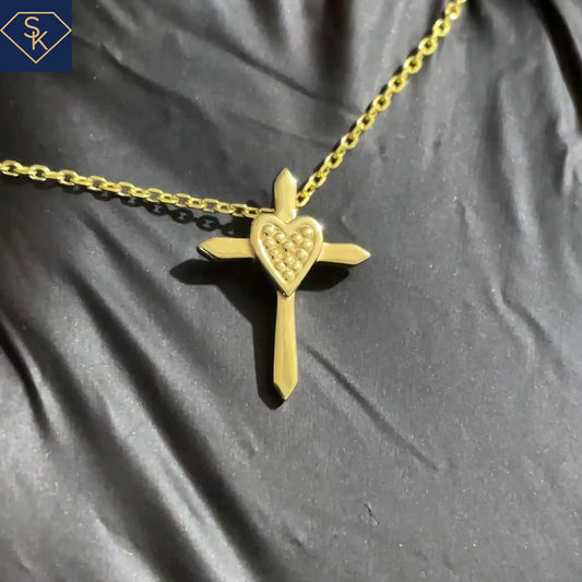Petite Cross Pendant with Bead Textures