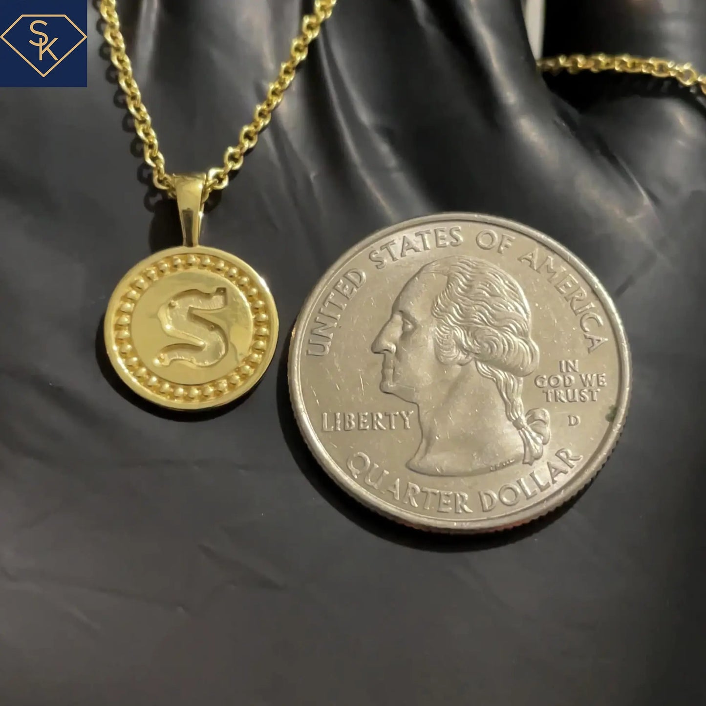 Mini Initial Pendant with Eternal Bead Textures