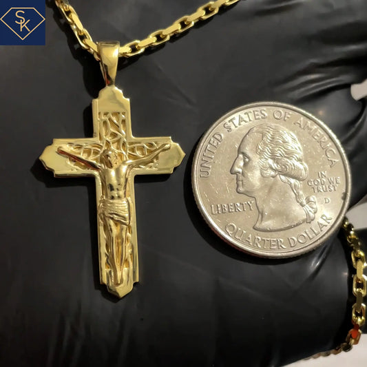 Crucifix Pendant with Vine Textures