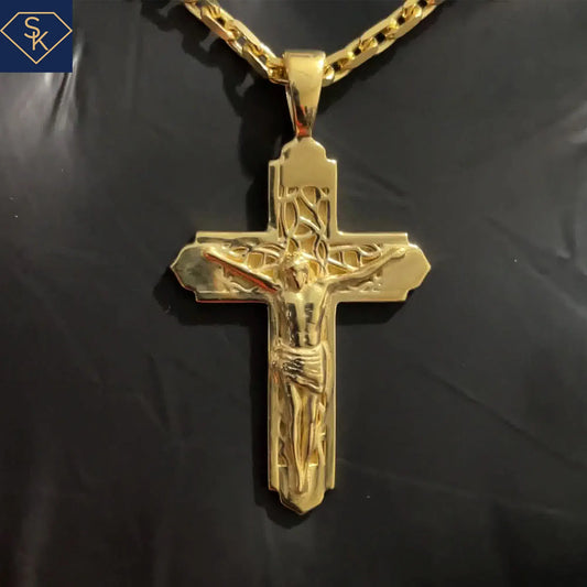 Crucifix Pendant with Vine Textures