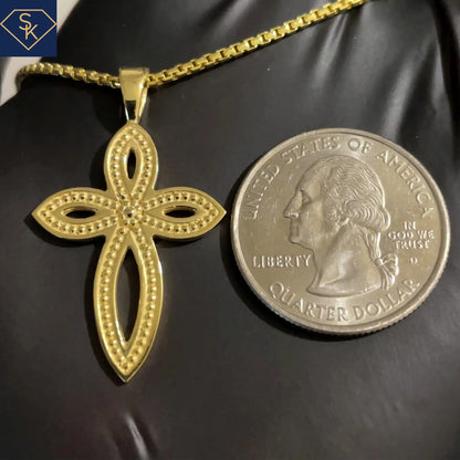 Marquise Cross Pendant with Round Bead Textures