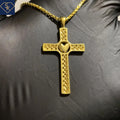 Cross with Heart Weaving Pattern Pendant