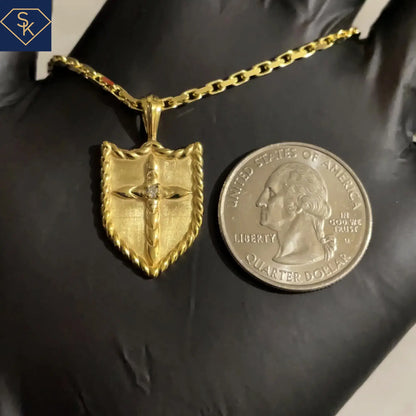 Shield Diamond Cross Pendant