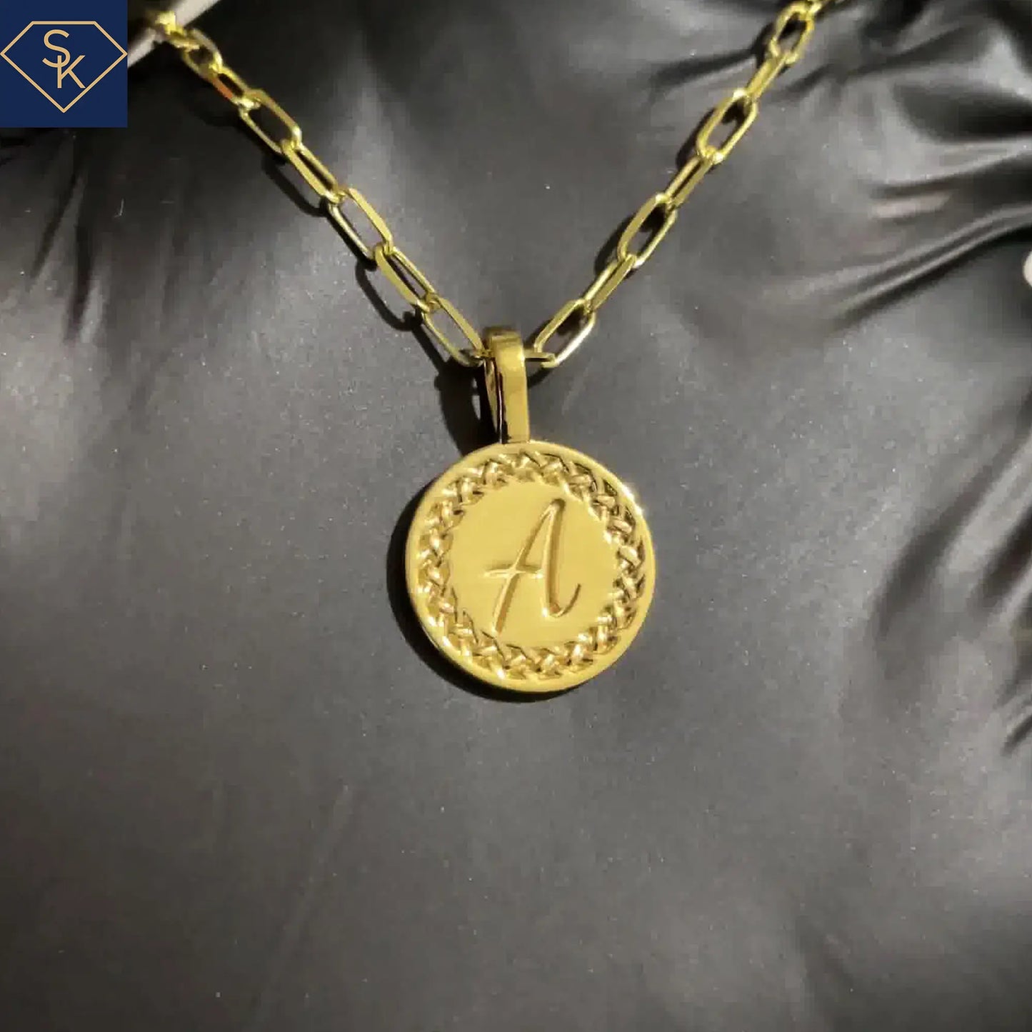 Initial Charm Pendant with Interwoven Eternal Design