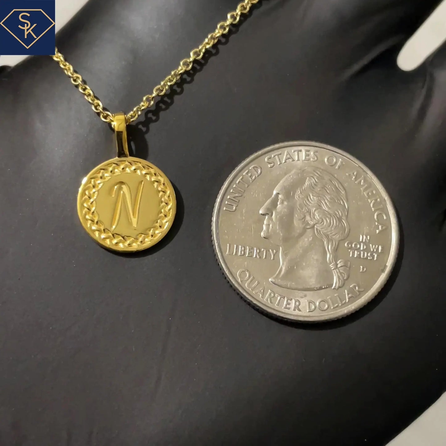 Initial Charm Pendant with Interwoven Eternal Design