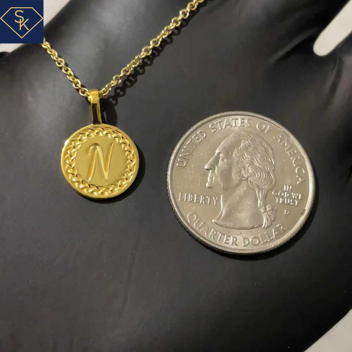 Initial Charm Pendant with Interwoven Eternal Design