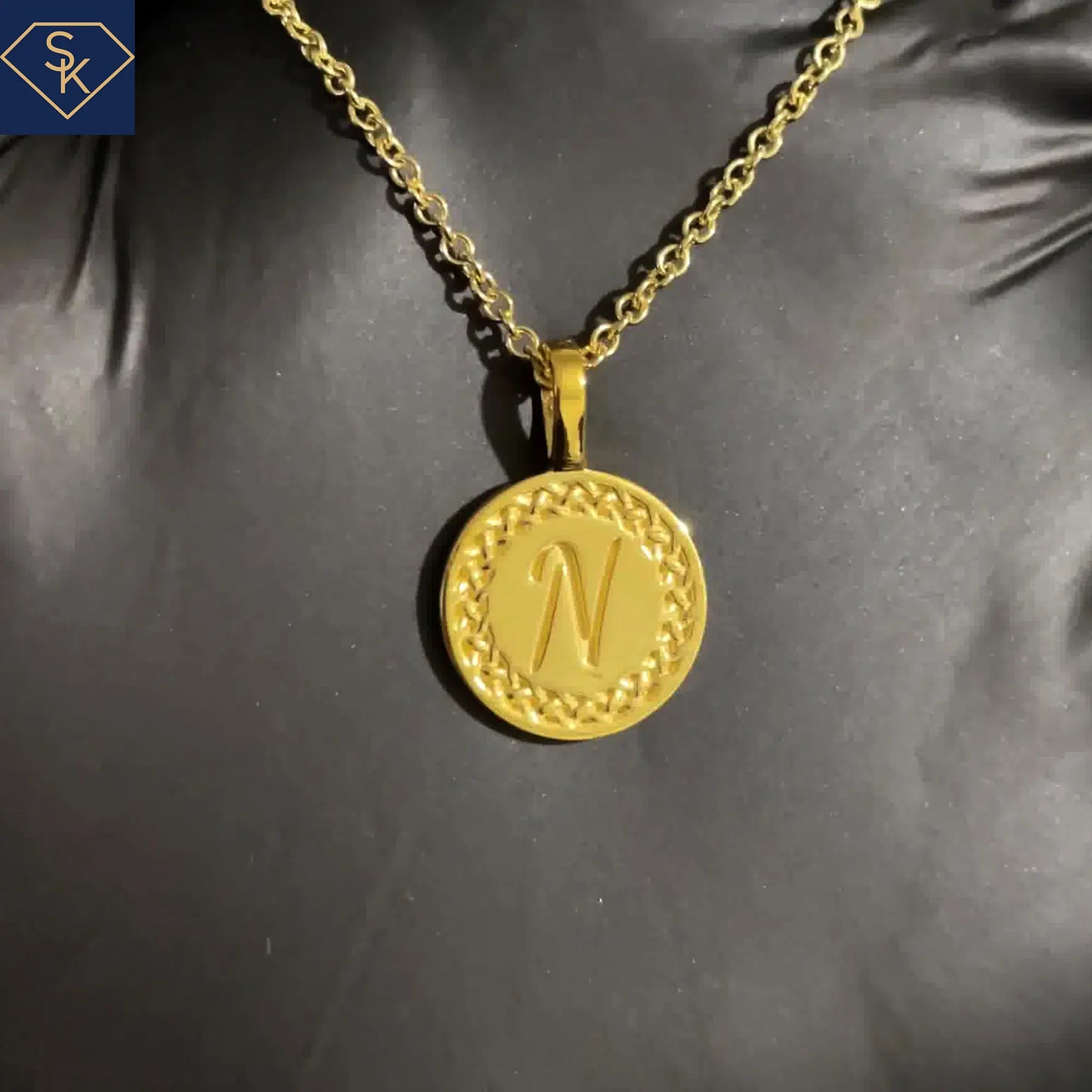 Initial Charm Pendant with Interwoven Eternal Design