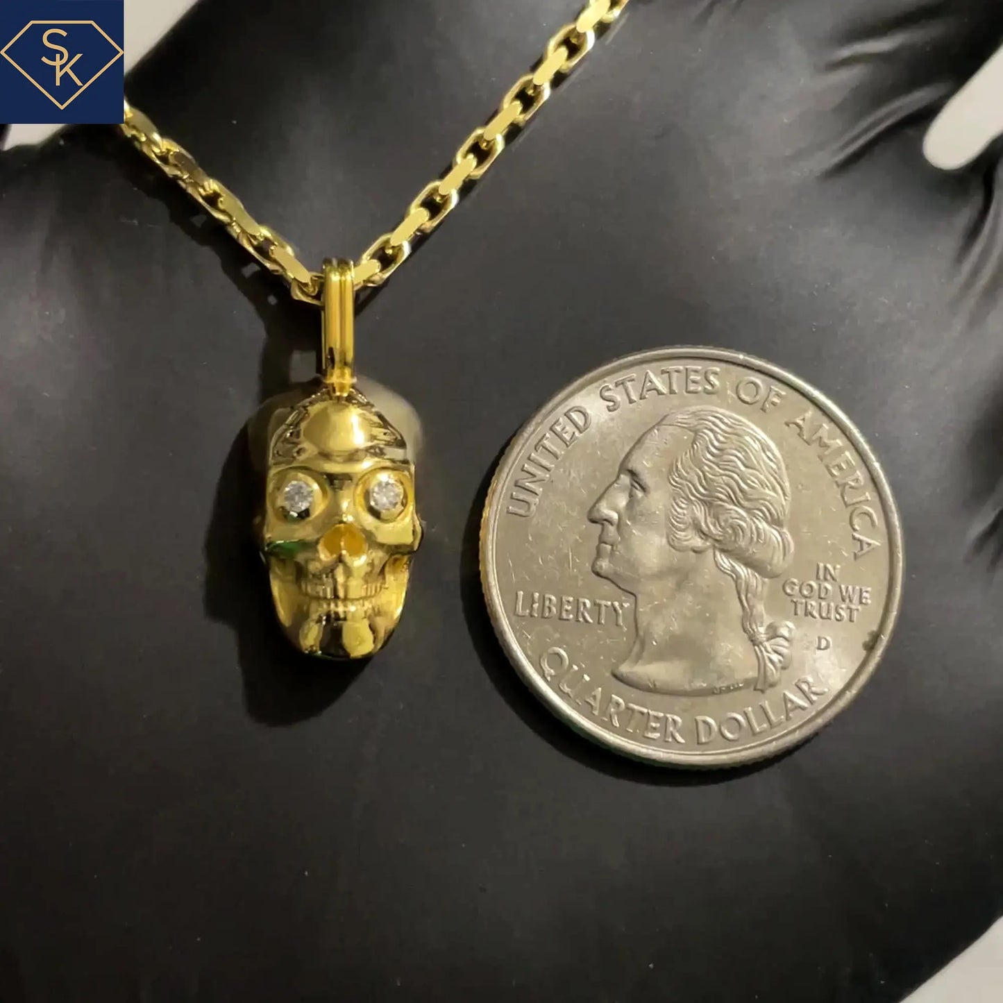 Diamond-Eyed Skull Pendant