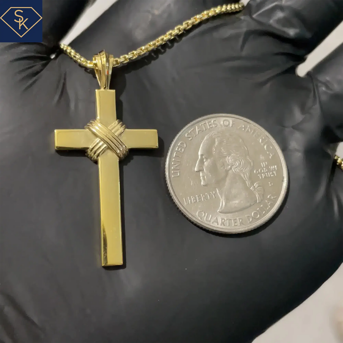 Triple Rope-Textured Cross Pendant