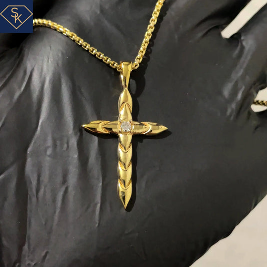 Diamond Cross Pendant with Dynamic Movement Pattern