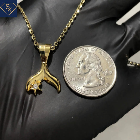 Ocean-Inspired Mermaid Tail Pendant with Sparkling Diamond