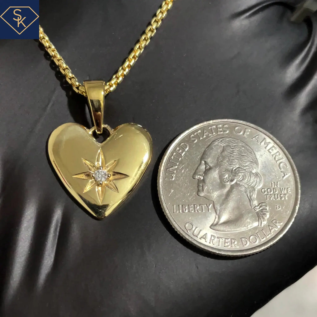 Classic Heart Pendant with Star Diamond