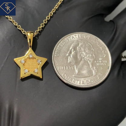 Textured Bead Diamond Star Pendant