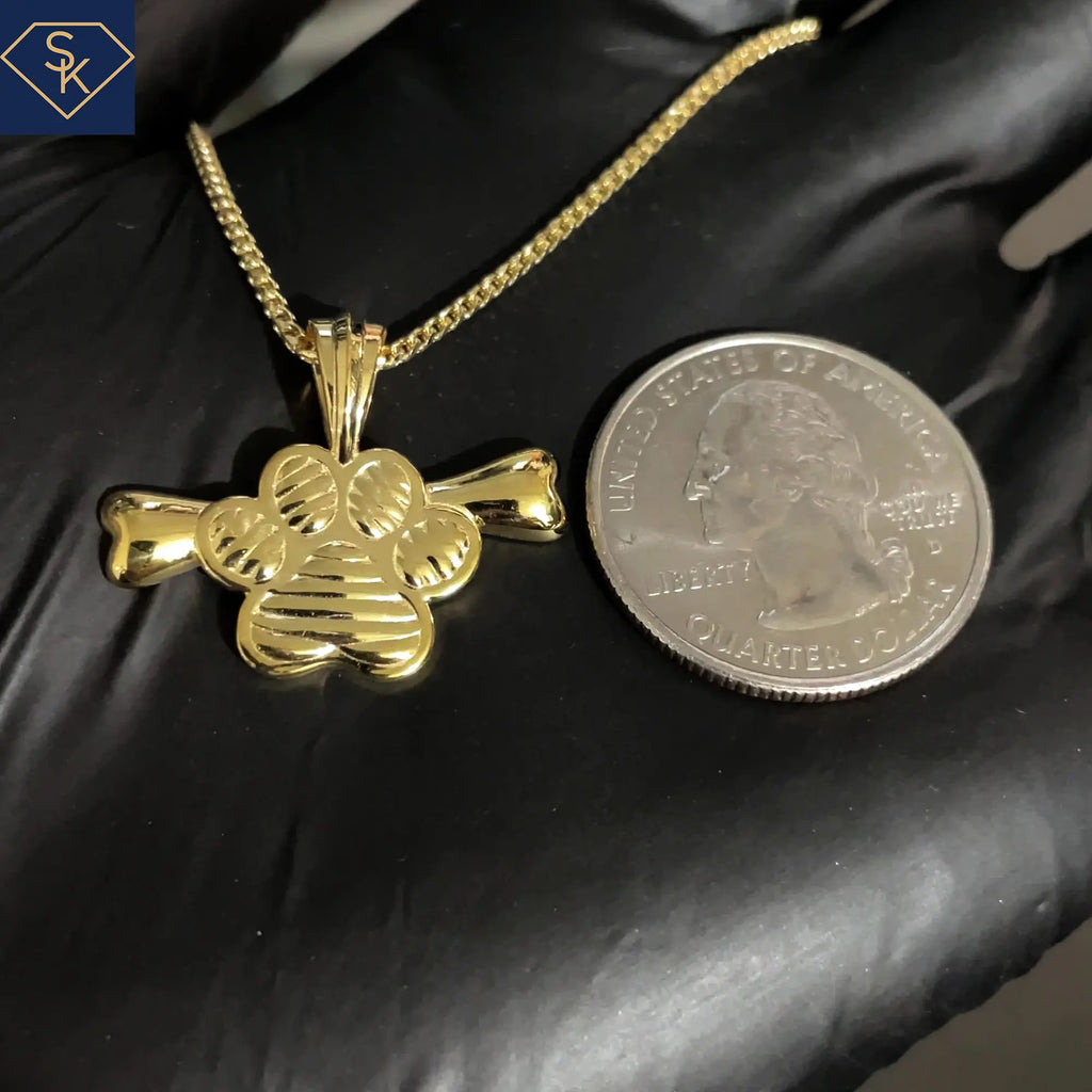 Dog Paw With Bone Pendant