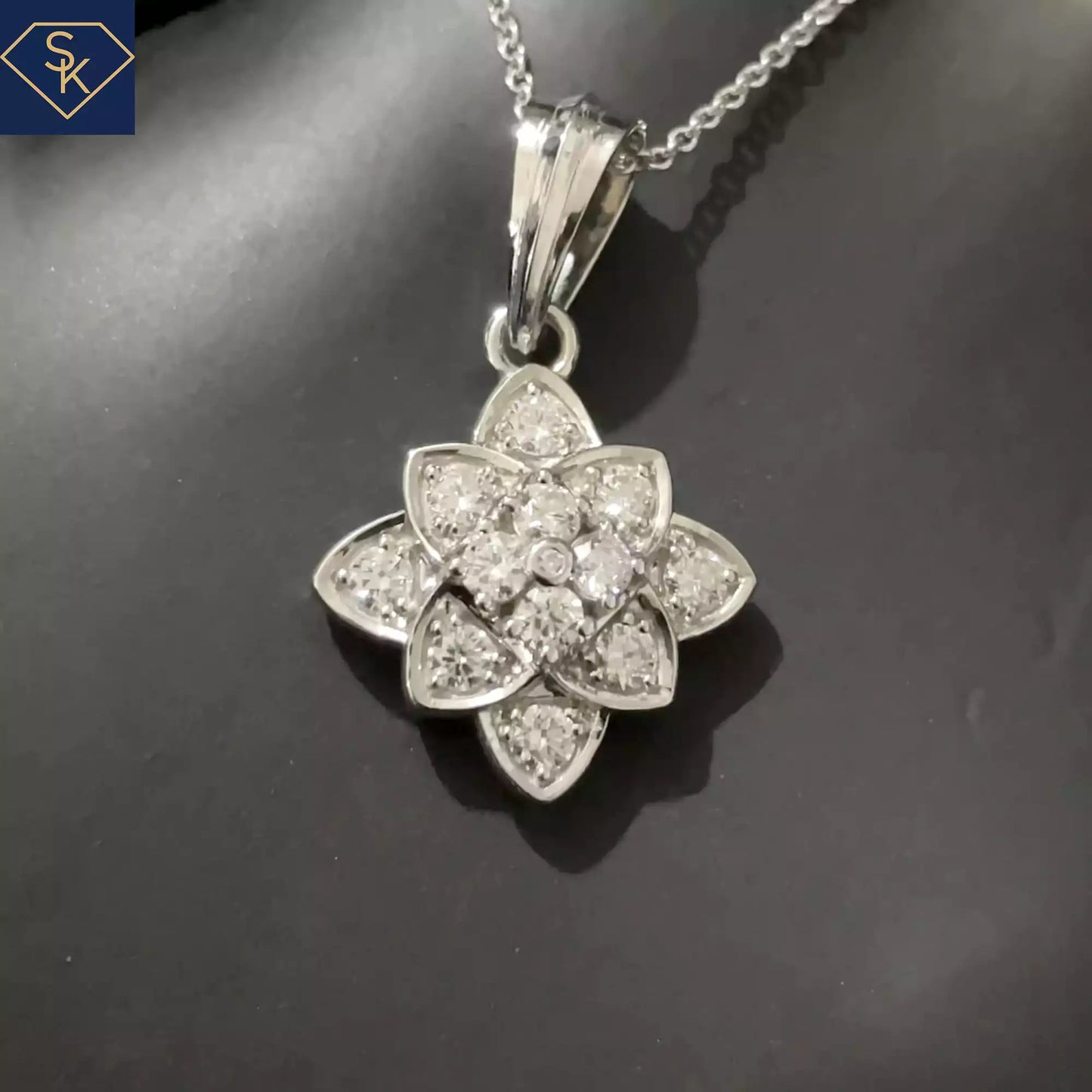 Diamond Flower Pendant