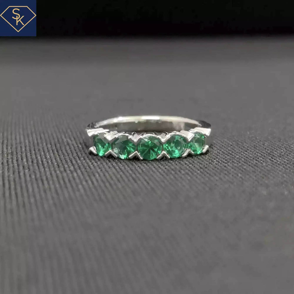 Lab Emerald Band - SK Custom Jewelry