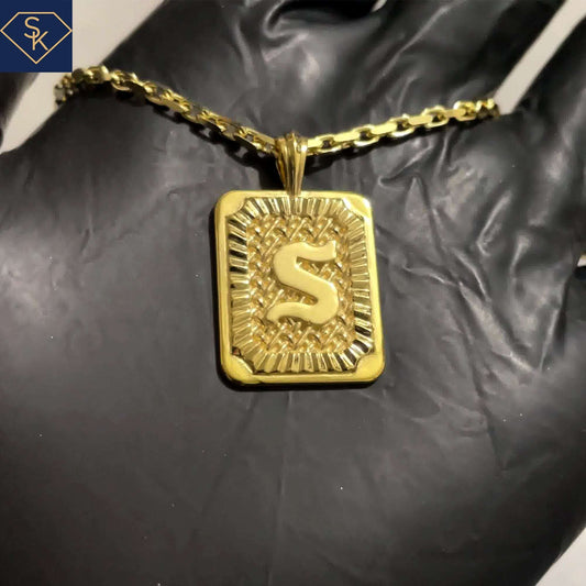 Hight Polished Initial Pendant with Braided Textures