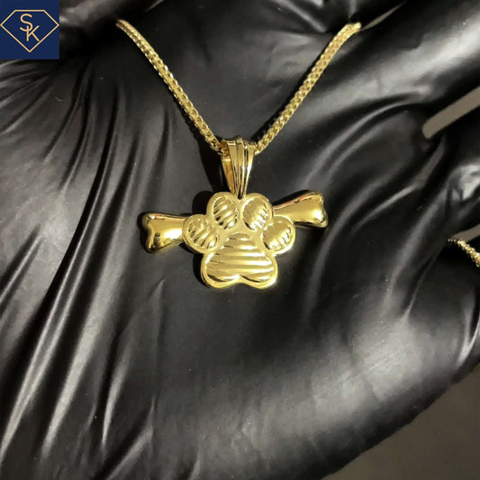 Dog Paw With Bone Pendant - SK Custom Jewelry