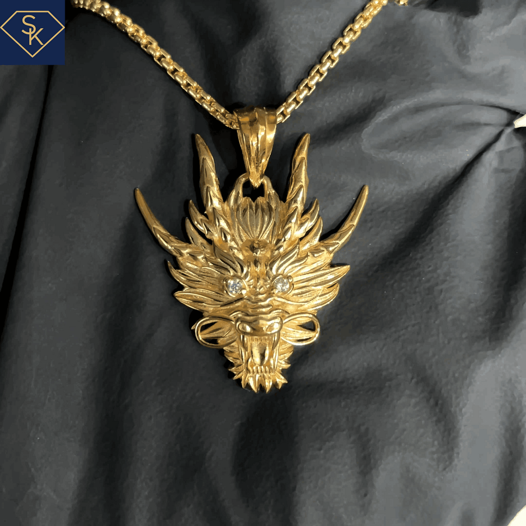 Diamond Dragon head Pendant - SK Custom Jewelry