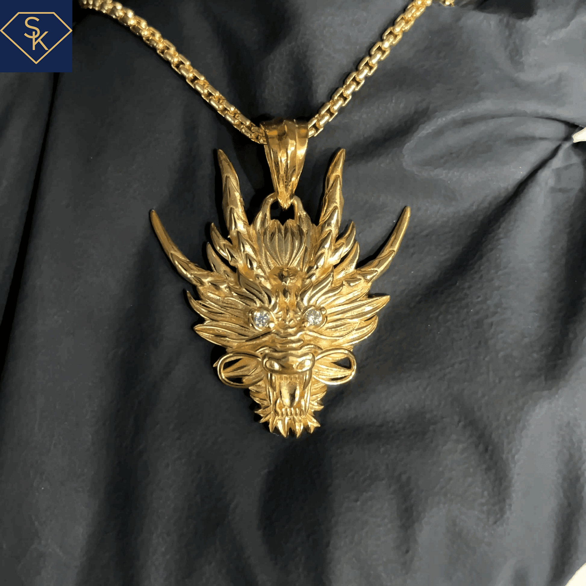 Diamond Dragon head Pendant - SK Custom Jewelry