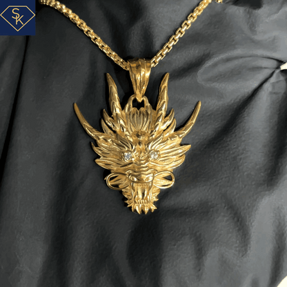Diamond Dragon head Pendant - SK Custom Jewelry