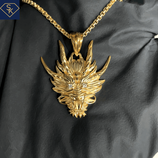 Diamond Dragon head Pendant - SK Custom Jewelry