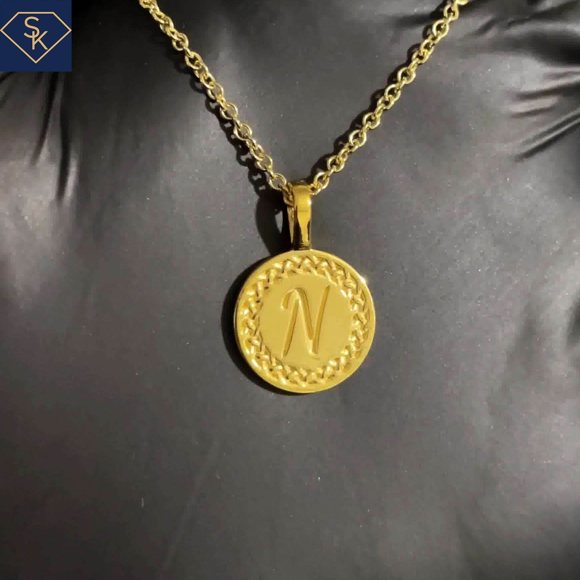 Initial Pendant with Etenal Braided Texture - SK Custom Jewelry
