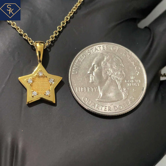 Diamond 5-Star Pendant with Inner bead textures