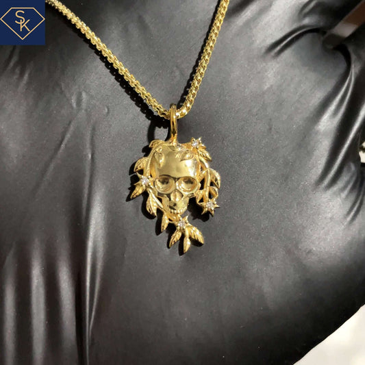 Leafy Skull Pendant