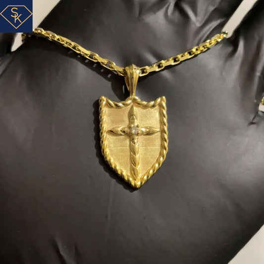 Shield Diamond Cross Pendant