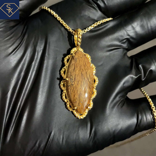 Sagenite Agate Pendant with beautiful rope design - SK Custom Jewelry