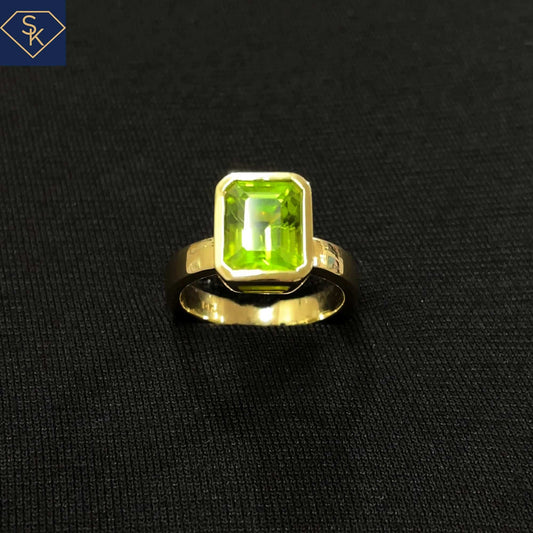 Bezel Peridot Solitaire Ring with Euro Shank.