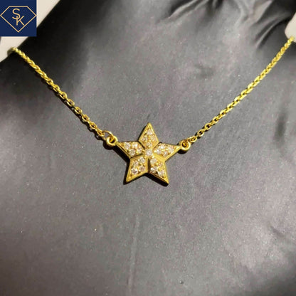 Gold Star Diamond Pendant with Rollo Chain - SK Custom Jewelry