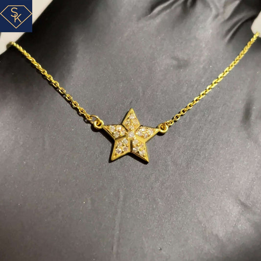 Gold Star Diamond Pendant with Rollo Chain - SK Custom Jewelry