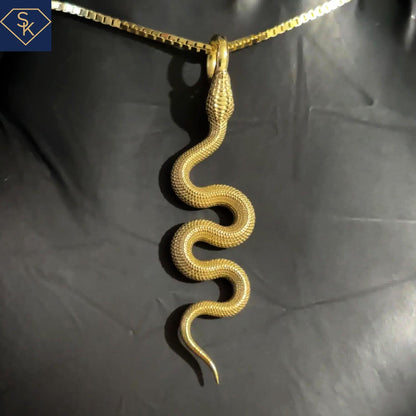 14K Solid Gold Snake Pendant 14K Yellow Gold