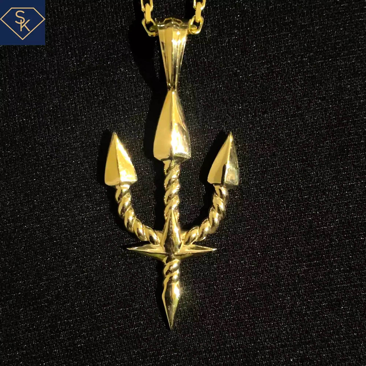 Trident with Rope Design Pendant - SK Custom Jewelry