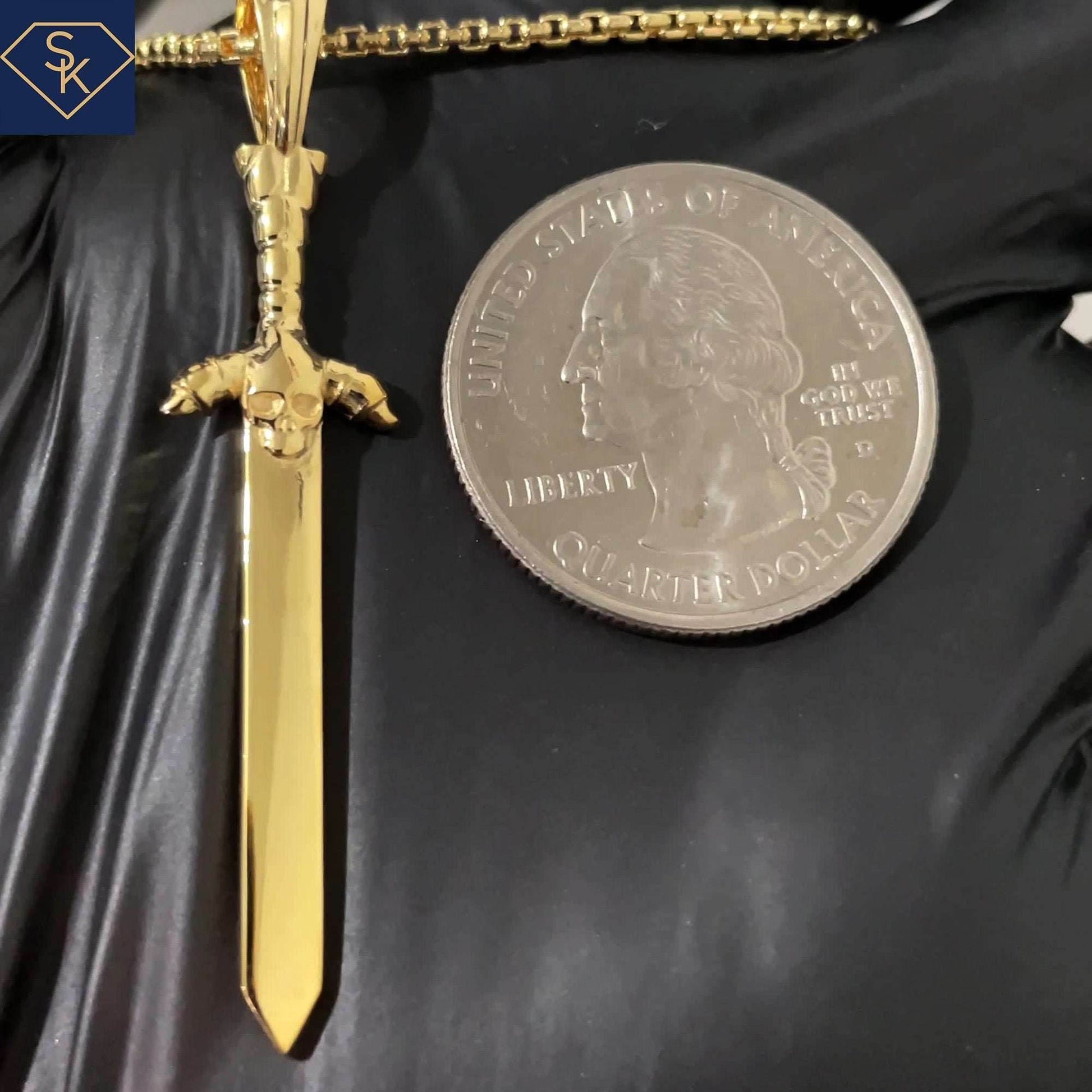 Sword Pendant with Skull Head - SK Custom Jewelry