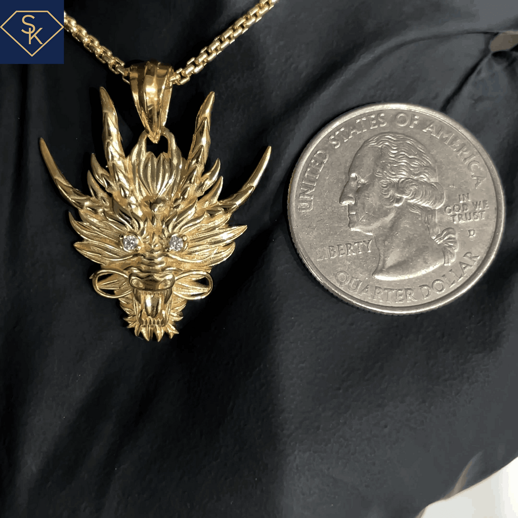 Diamond Dragon head Pendant - SK Custom Jewelry